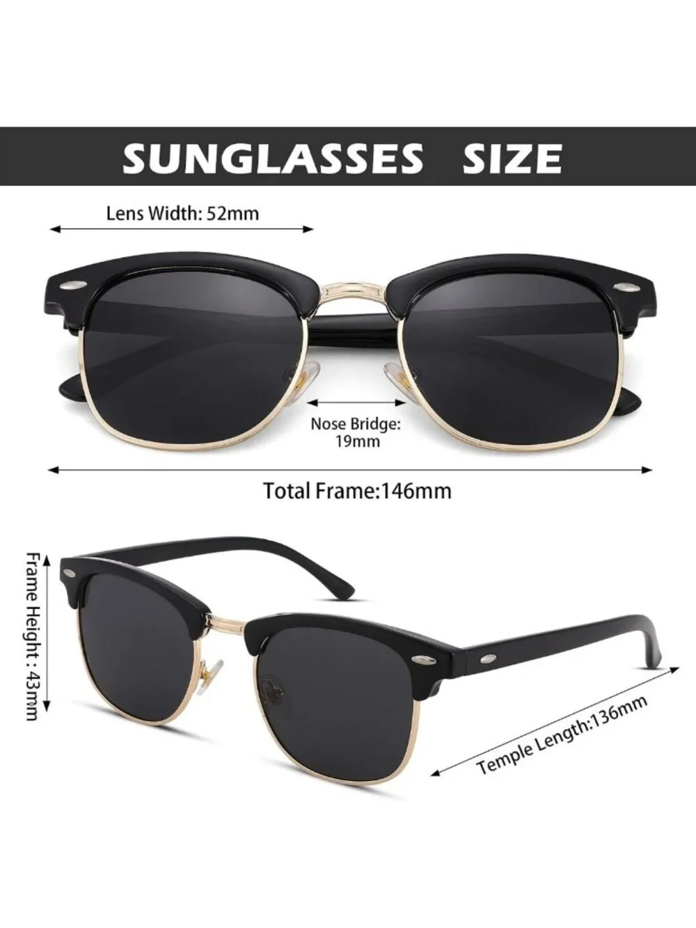 Stylish Semi-Rimless Polarized Sunglasses UV 400 Protection for Men & Women